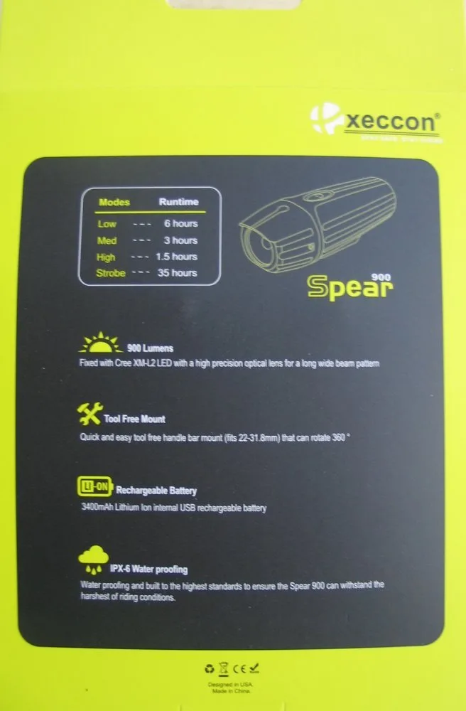 Вело фара Xeccon Spear 900 USB - СпортЦех СпортЦех - Вело фара Xeccon Spear 900 USB - СпортЦех